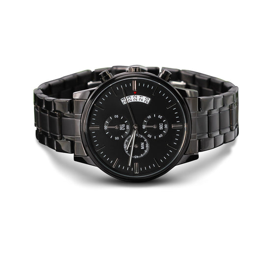 Black Chronograph Watch w/Custom Engraving