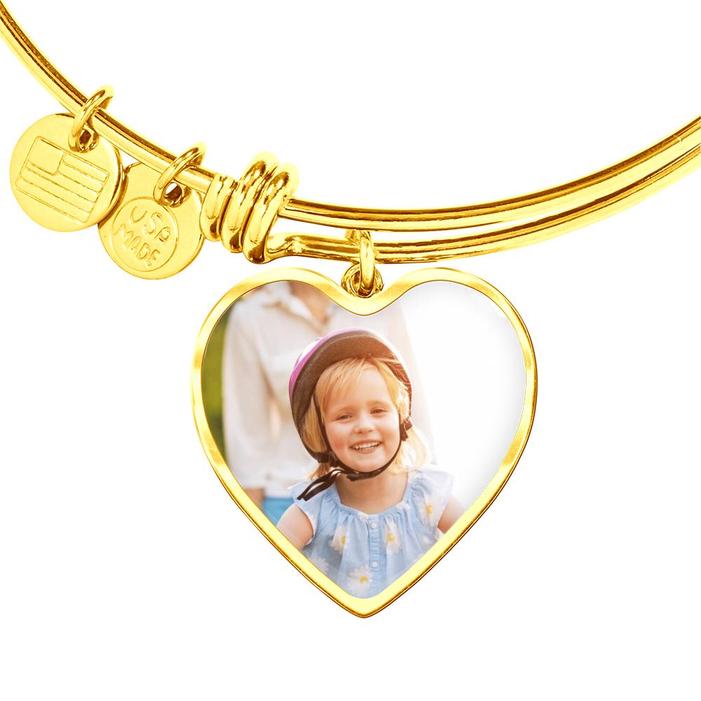 Personalized Heart Bangle w/photo and Engraving