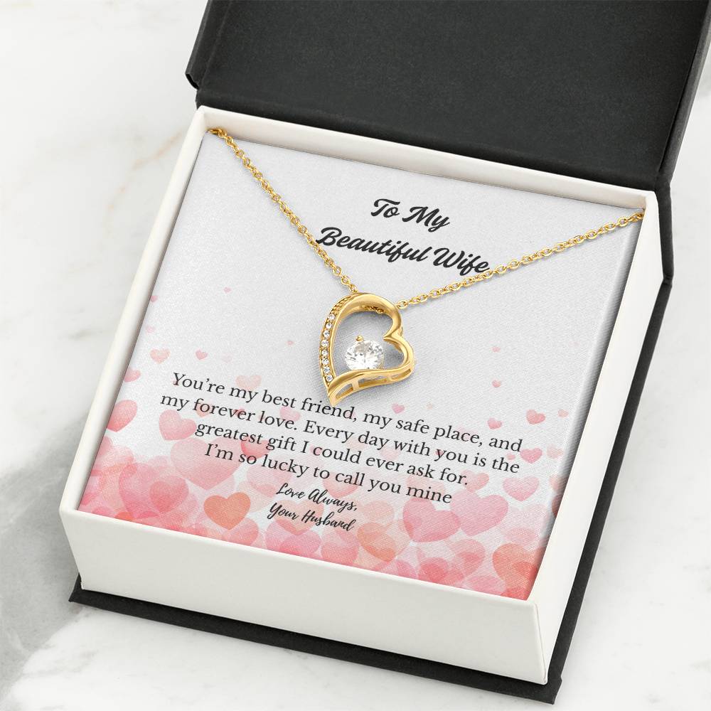 “To My Beautiful Wife" Heart Pendant Necklace – The Message She'll Never Forget