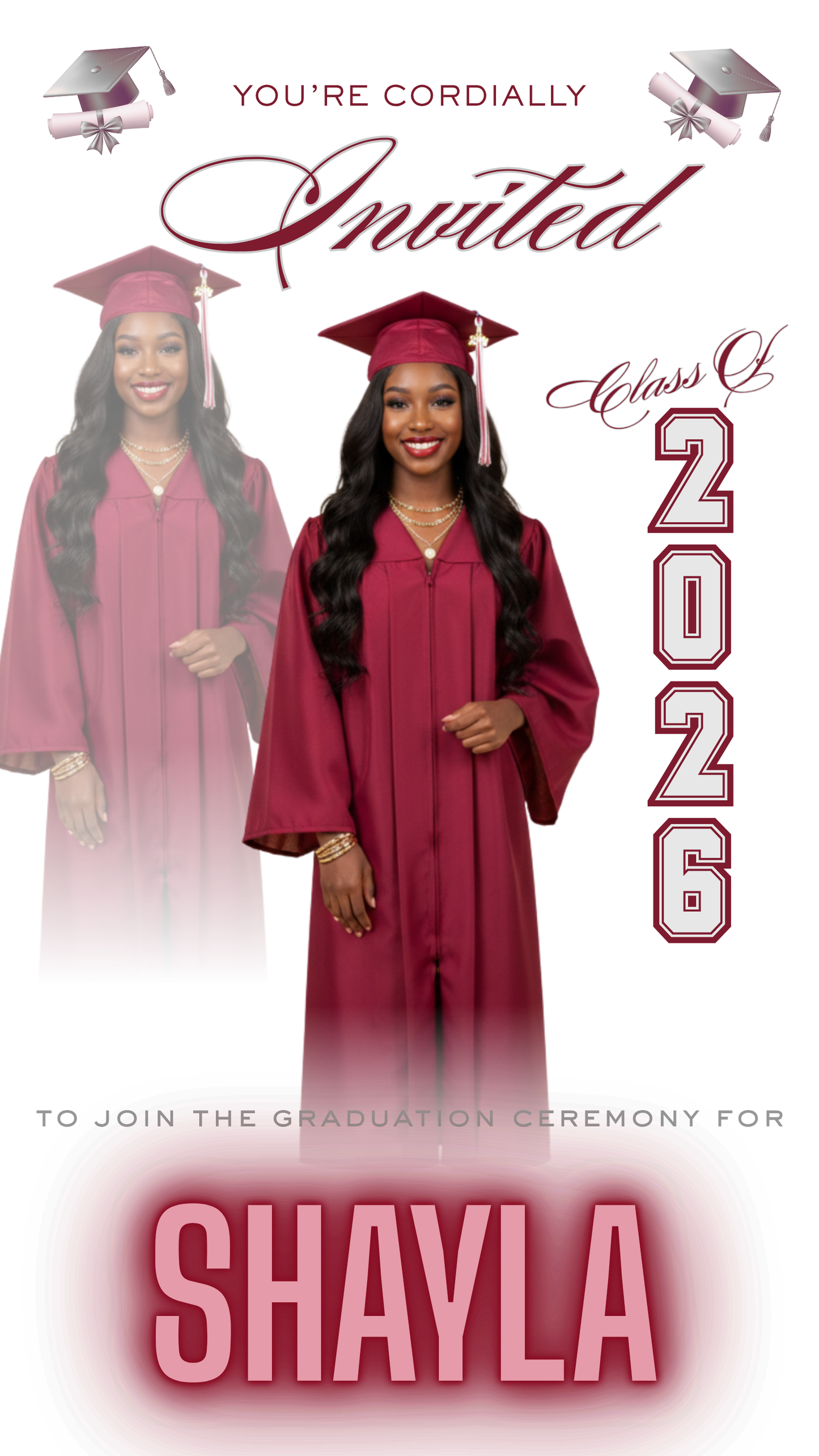 Custom Digital Graduation Invitation | 3-Page Video Invite (Music or No Music)
