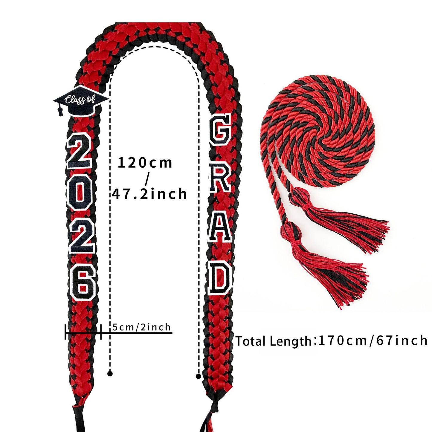 Custom Name Graduation Ribbon Lei with Honor Cord
