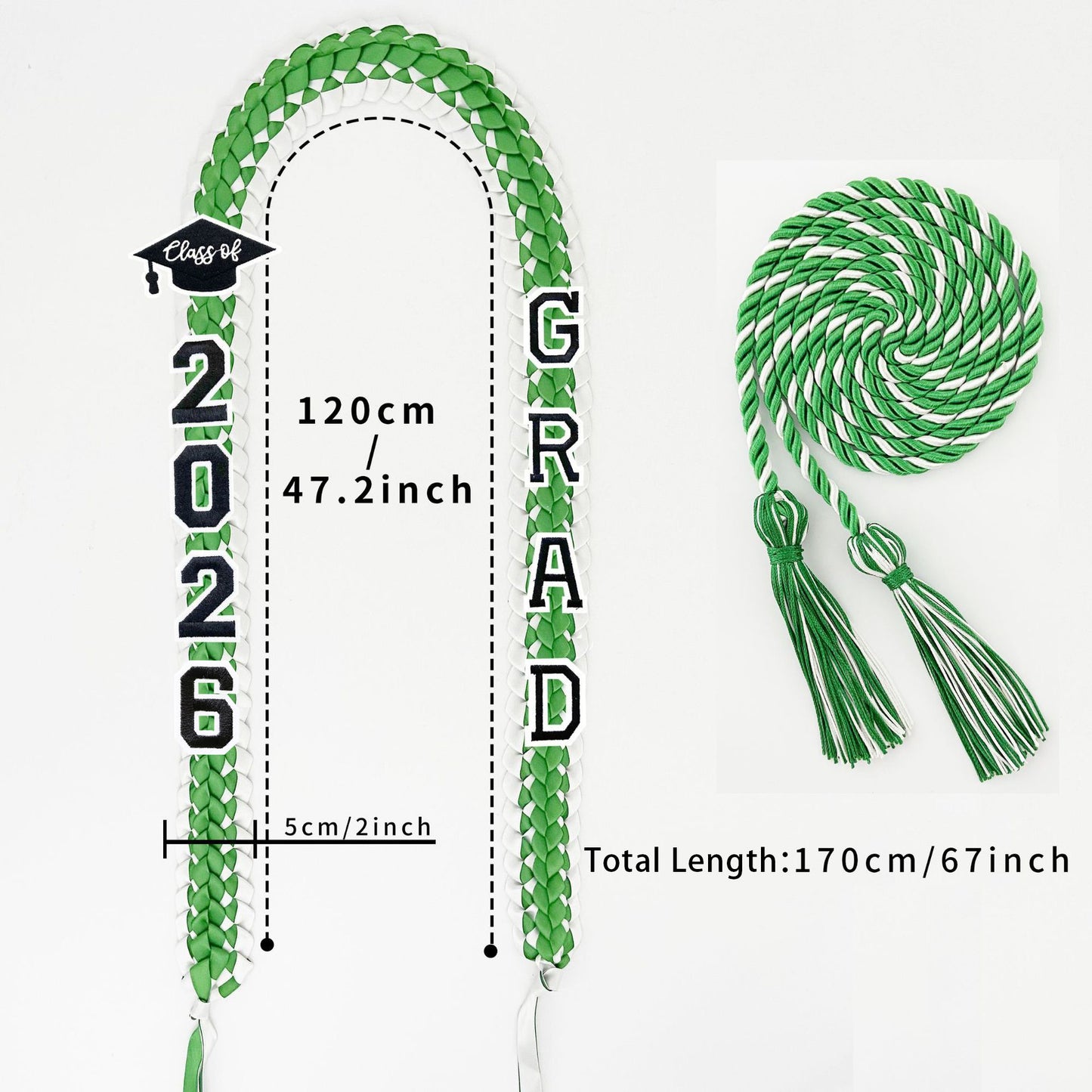 Custom Name Graduation Ribbon Lei with Honor Cord