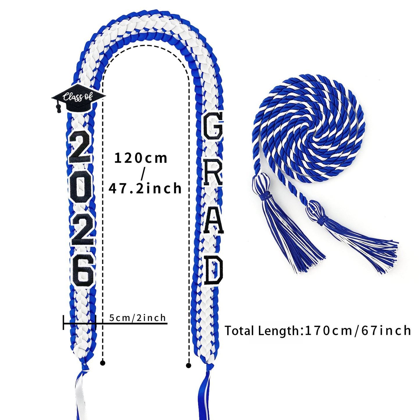 Custom Name Graduation Ribbon Lei with Honor Cord