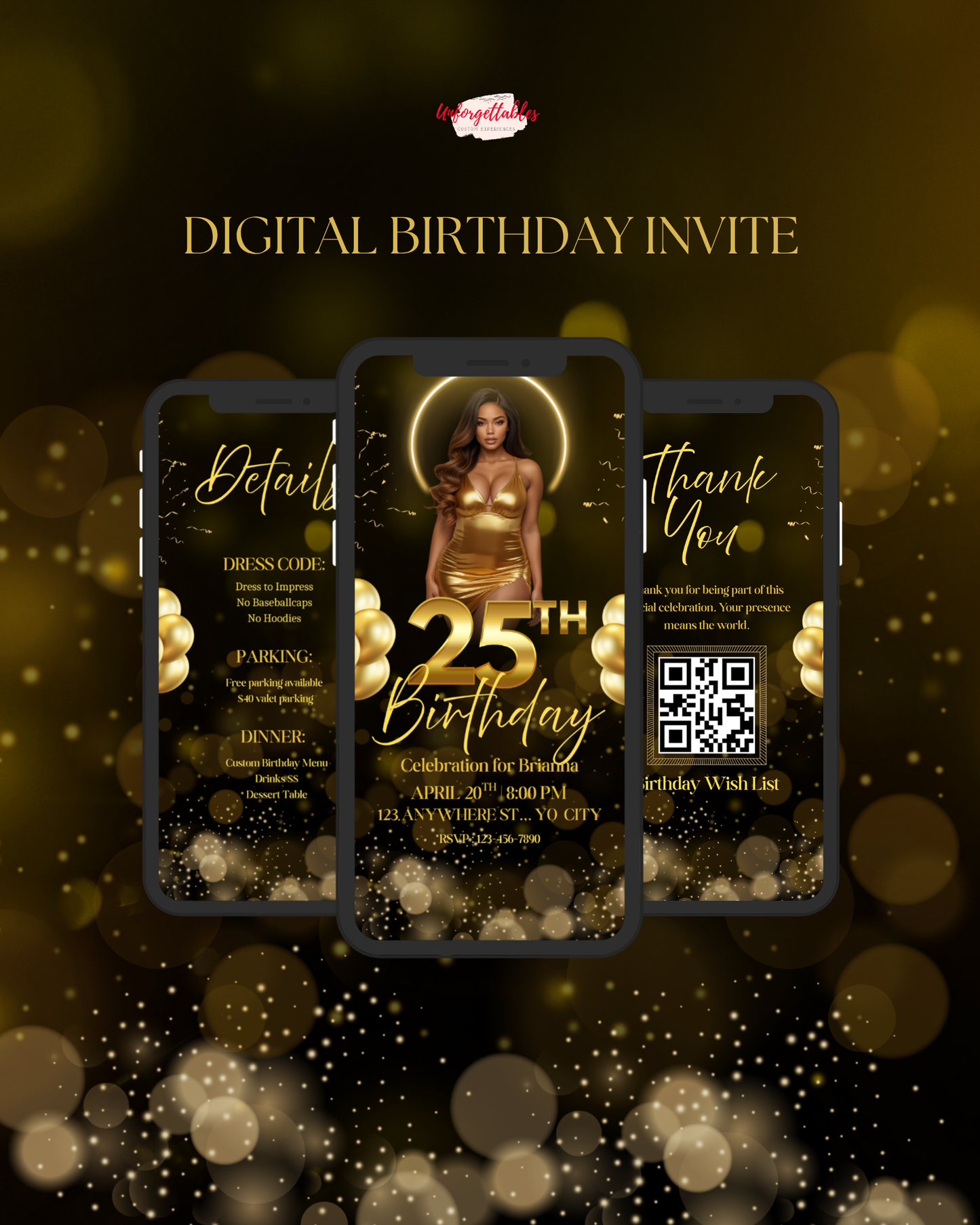 Custom Digital Birthday Invitation | 3-Page Video Invite Music Option