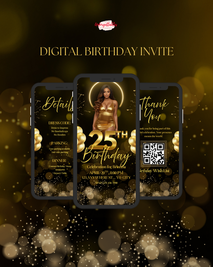 Custom Digital Birthday Invitation | 3-Page Video Invite Music Option