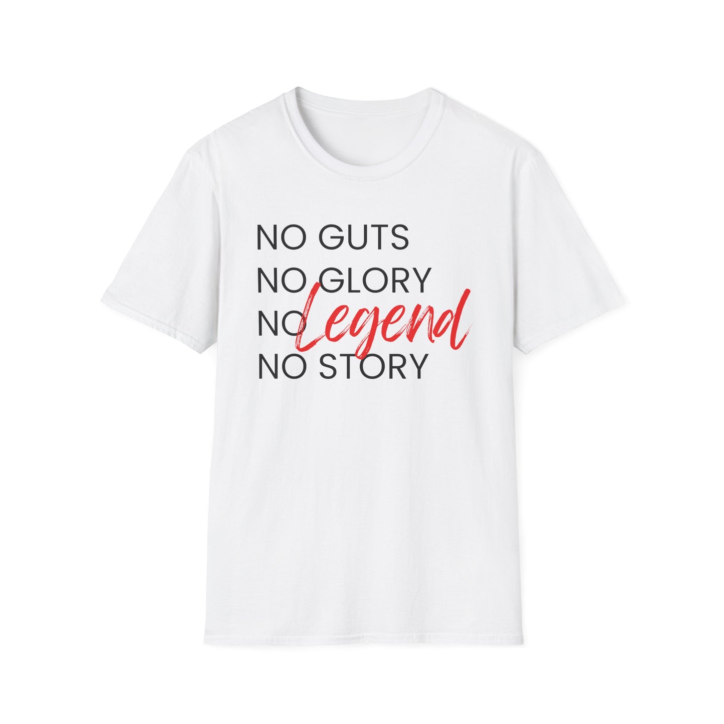 white no guts no glory unisex graphic t shirt with motivational quote