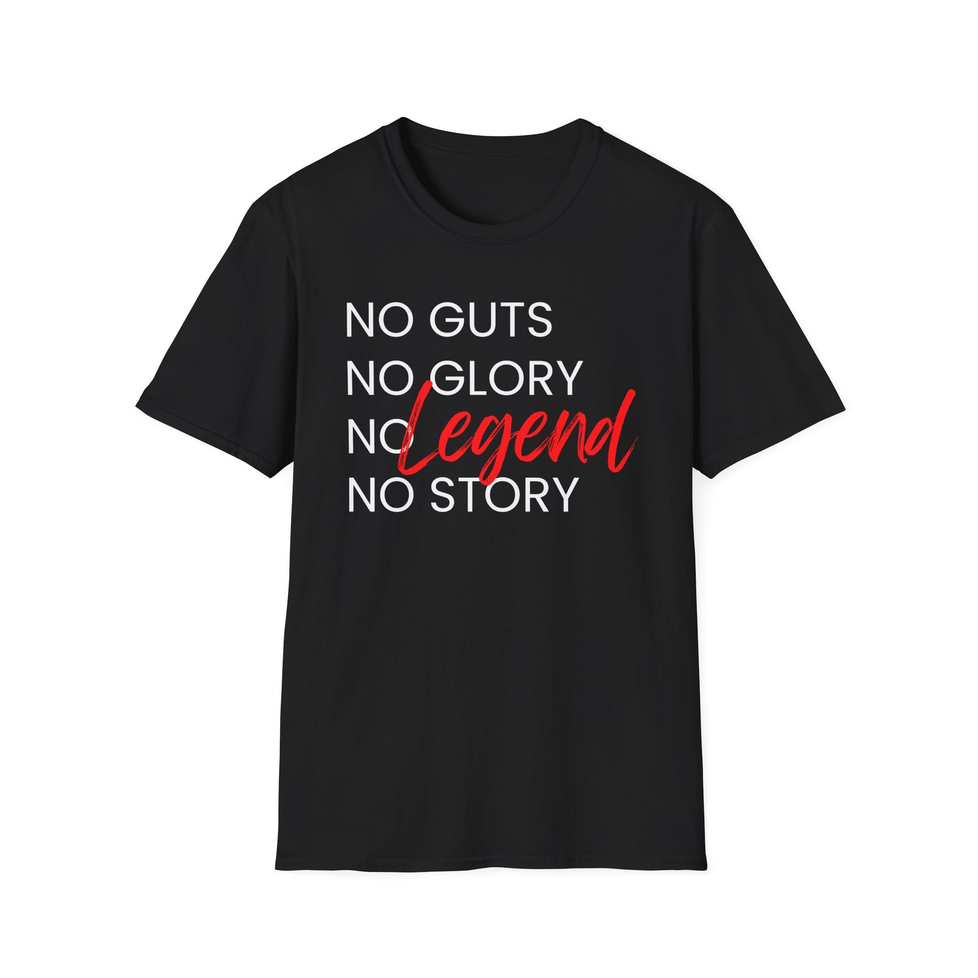 black no guts no glory unisex graphic t shirt with motivational quote