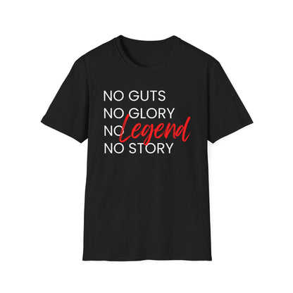 black no guts no glory unisex graphic t shirt with motivational quote
