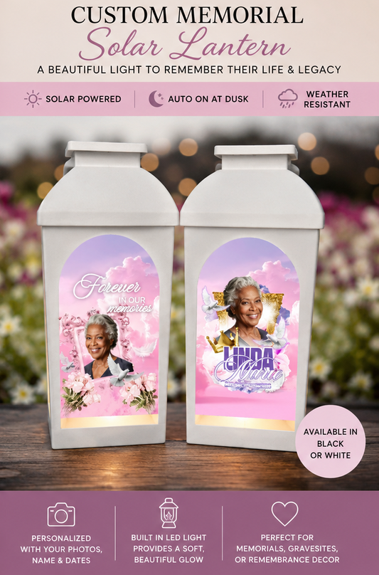 Custom Memorial Solar Lantern | Personalized Keepsake w/Photo & Light