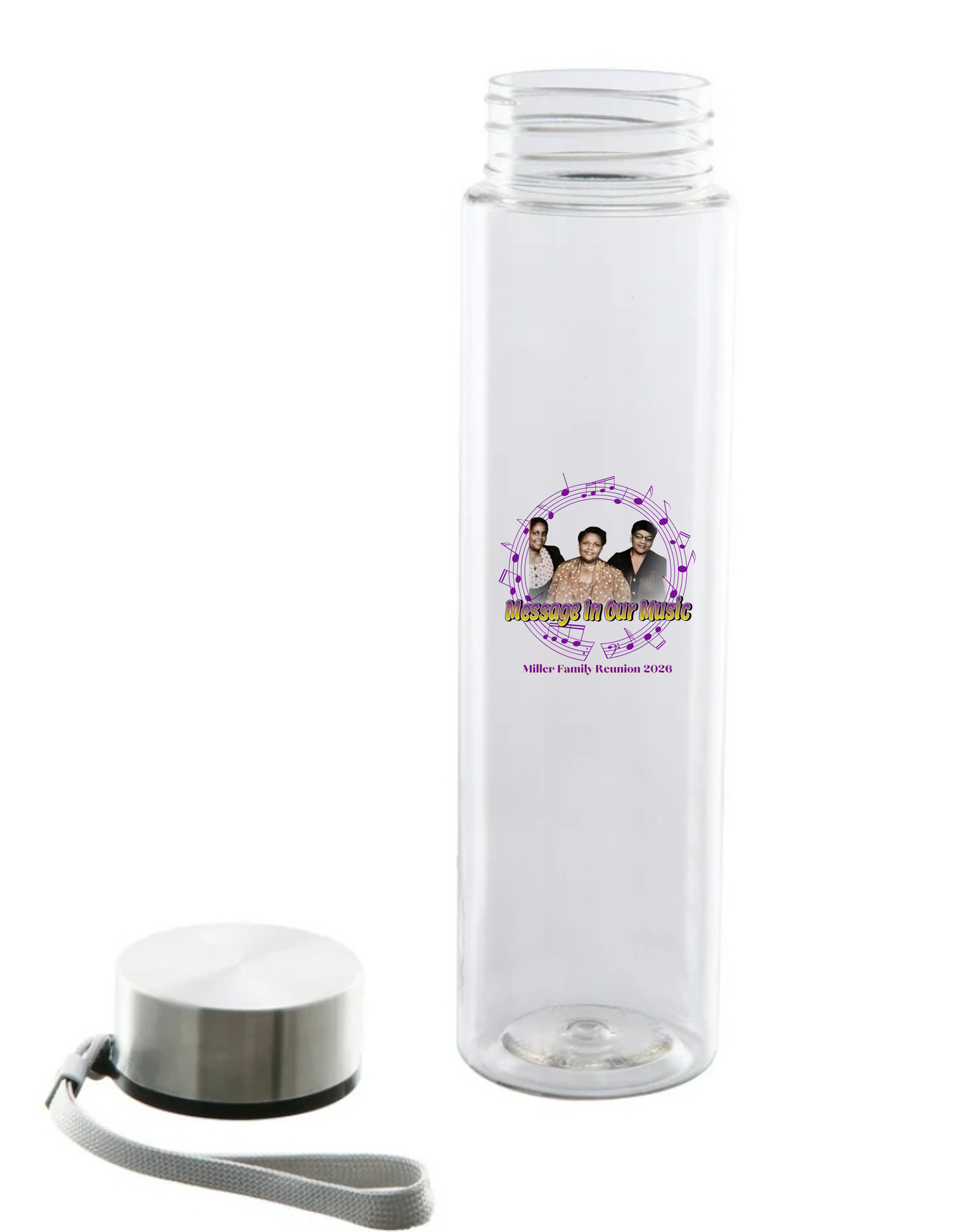 Miller Family Reunion Clear Water Bottle w/Strap
