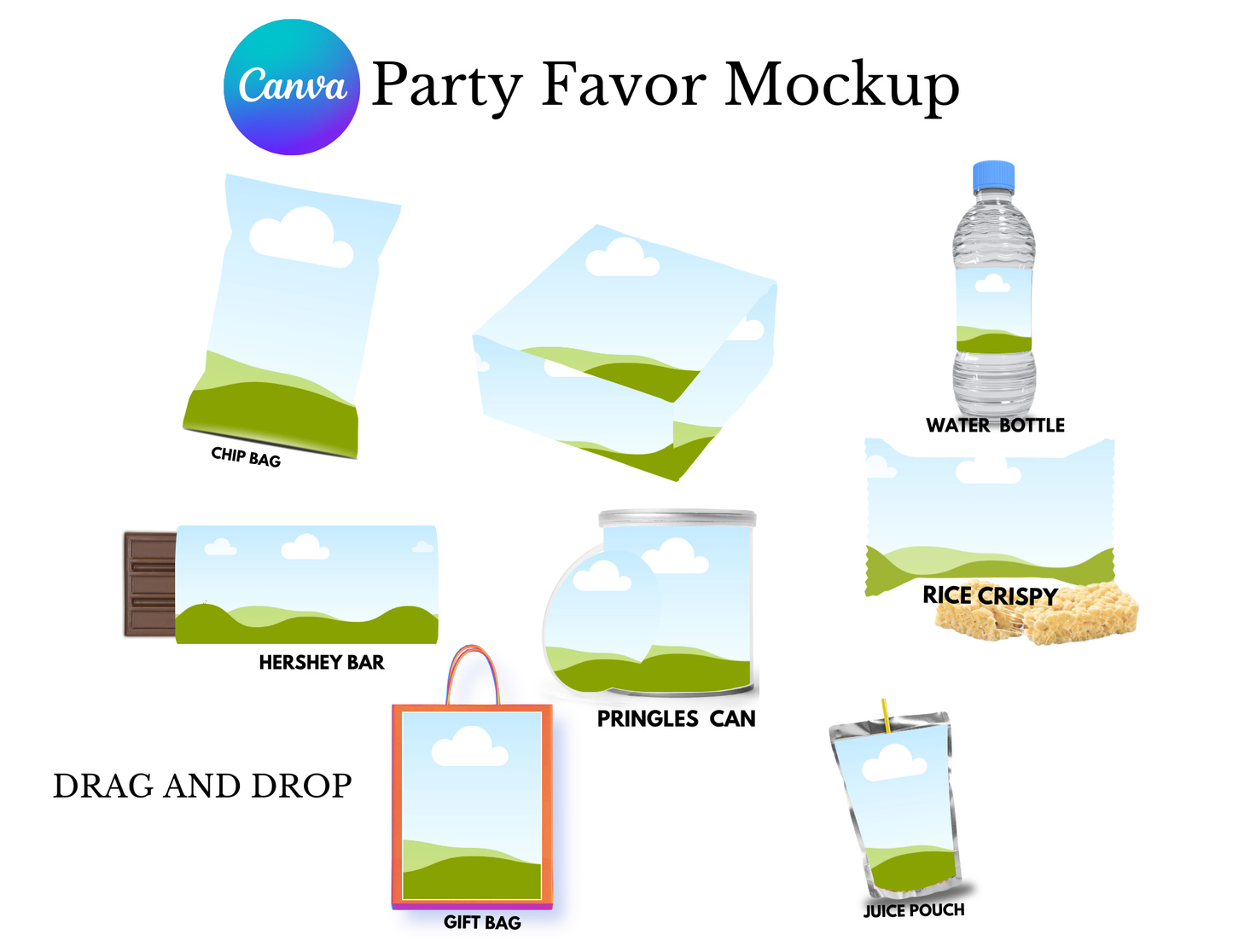 Editable Mockup for Party Favor Bundle| Digital Canva Mockup