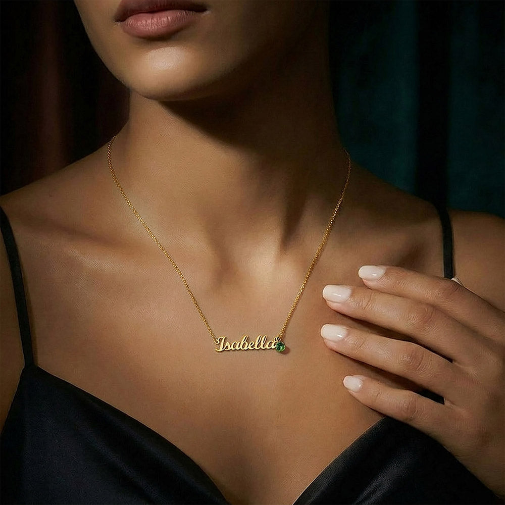 Custom Name Necklace with Birthstone – Personalized Gift