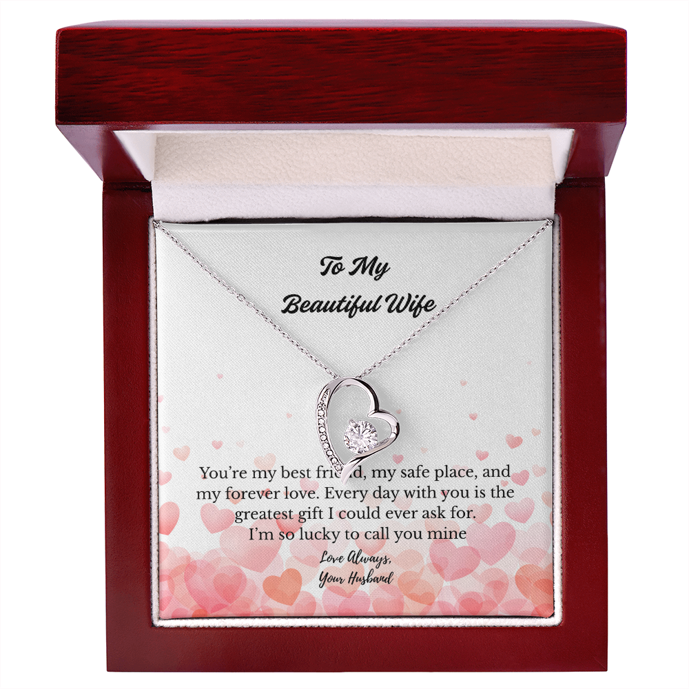 “To My Beautiful Wife" Heart Pendant Necklace – The Message She'll Never Forget