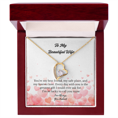 “To My Beautiful Wife" Heart Pendant Necklace – The Message She'll Never Forget