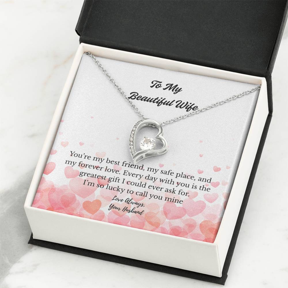 “To My Beautiful Wife" Heart Pendant Necklace – The Message She'll Never Forget