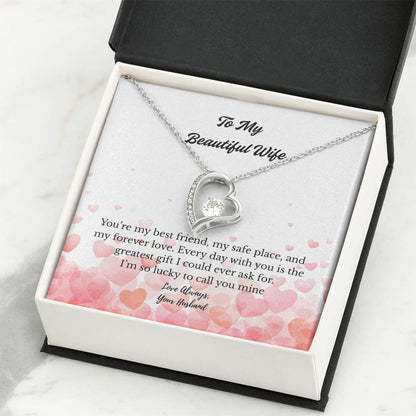 “To My Beautiful Wife" Heart Pendant Necklace – The Message She'll Never Forget