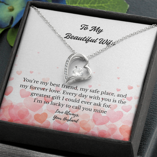 “To My Beautiful Wife" Heart Pendant Necklace – The Message She'll Never Forget