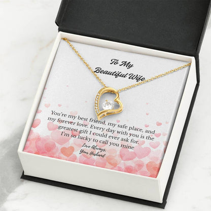 “To My Beautiful Wife" Heart Pendant Necklace – The Message She'll Never Forget