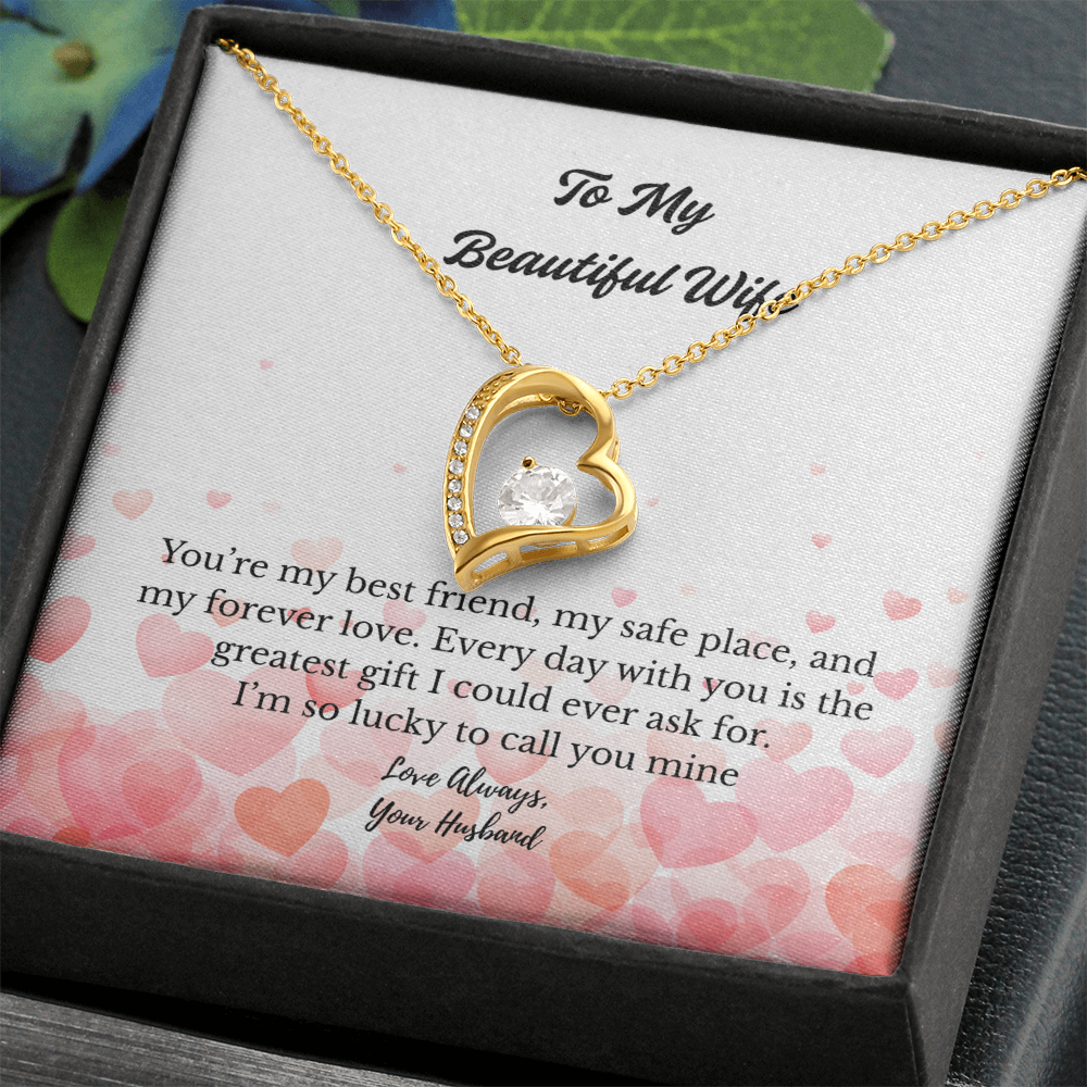 “To My Beautiful Wife" Heart Pendant Necklace – The Message She'll Never Forget