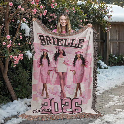 Heirloom Graduation Photo Woven Blanket – Custom Class of 2026 Keepsake