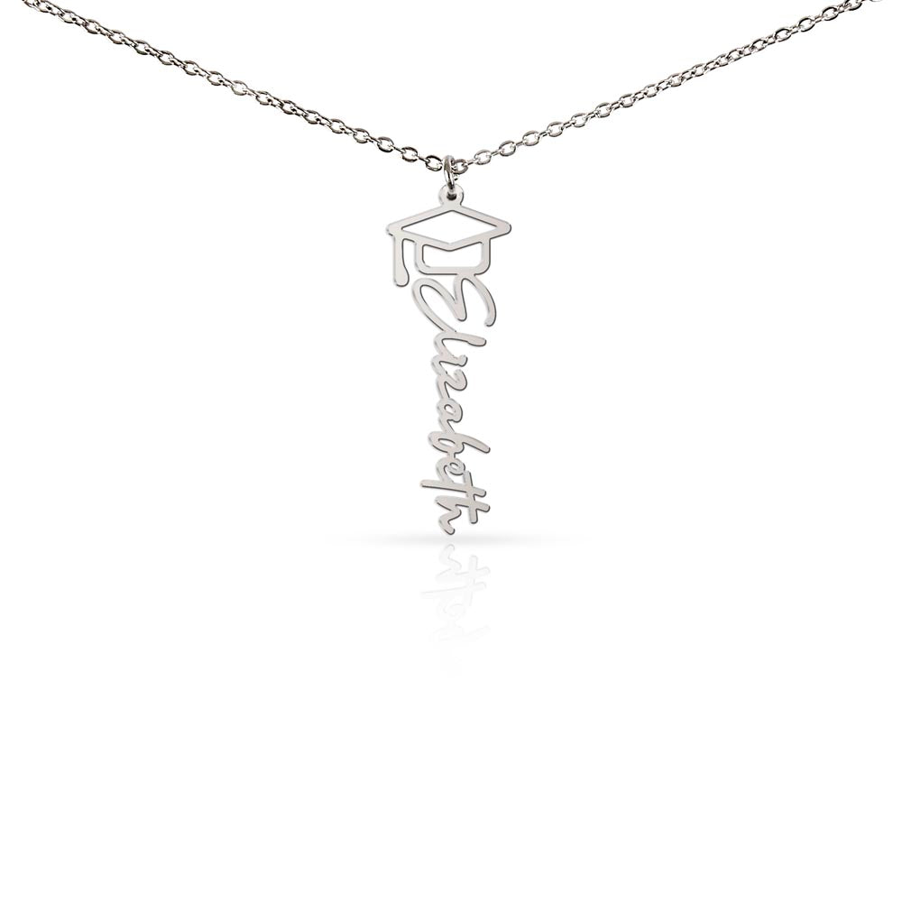Custom Graduation Name Necklace – Personalized with Name & Cap Charm