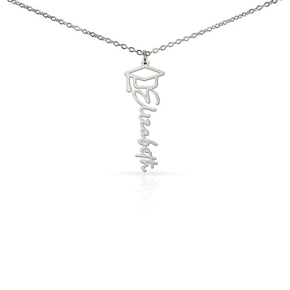 Custom Graduation Name Necklace – Personalized with Name & Cap Charm
