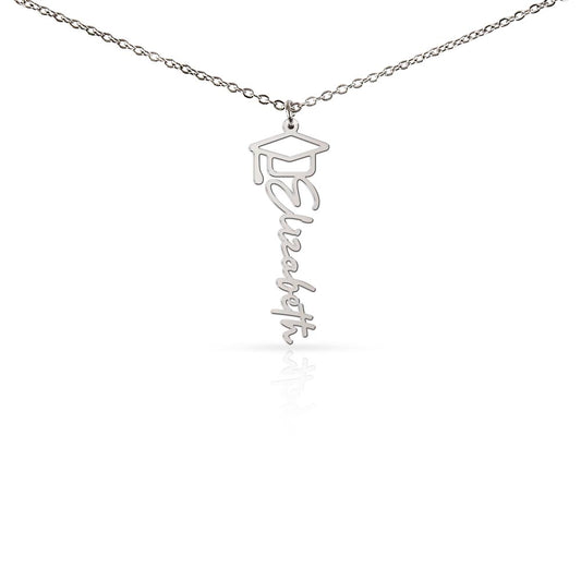 Custom Graduation Name Necklace – Personalized with Name & Cap Charm
