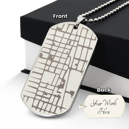 Engraved Map Dog Tag Necklace