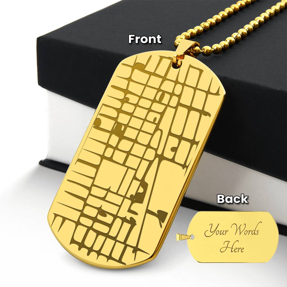 Engraved Map Dog Tag Necklace