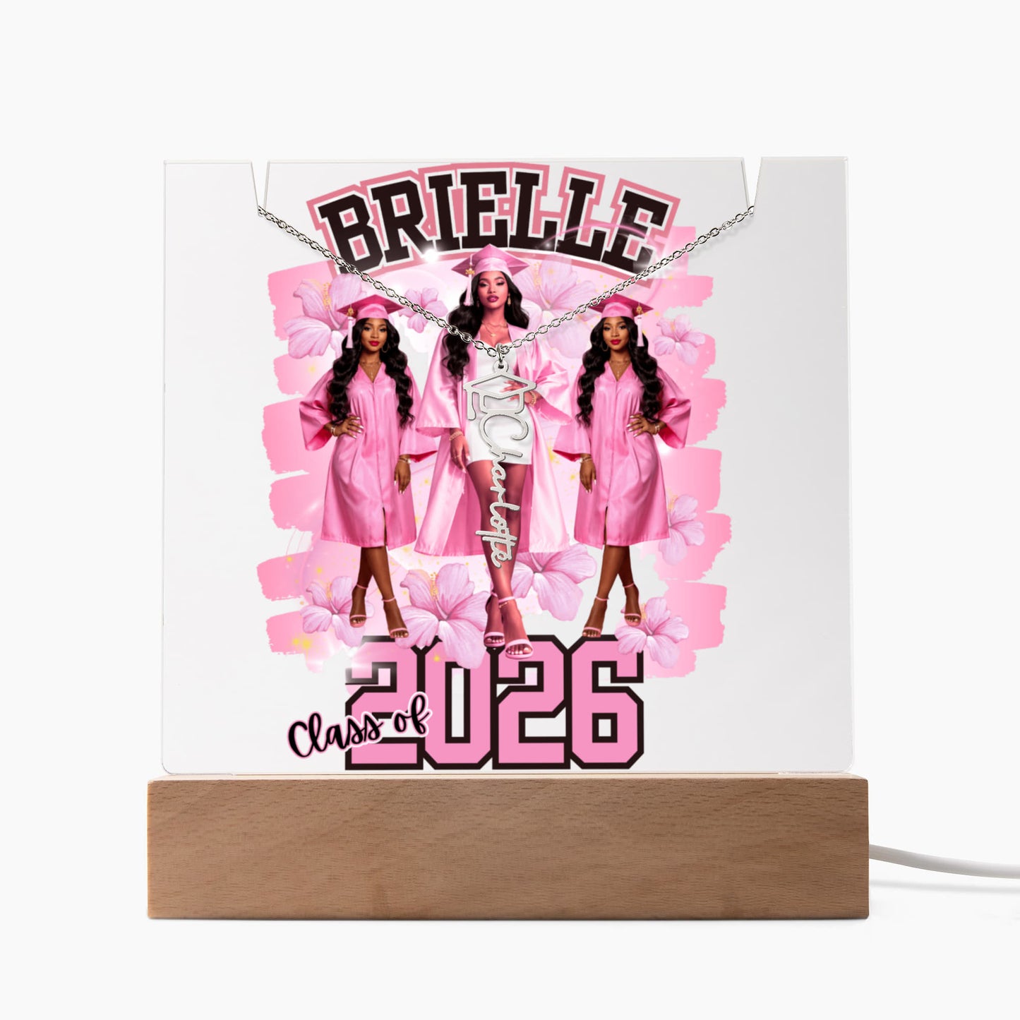 Graduation Acrylic Keepsake + Custom Name Necklace Bundle – The Ultimate Grad Glow-Up Gift