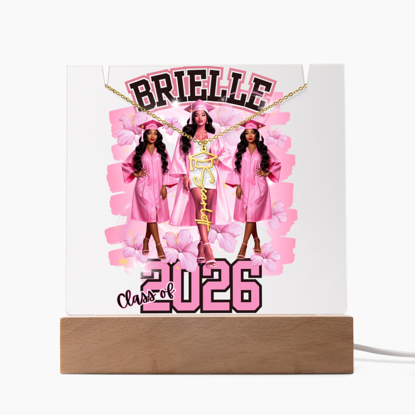 Graduation Acrylic Keepsake + Custom Name Necklace Bundle – The Ultimate Grad Glow-Up Gift
