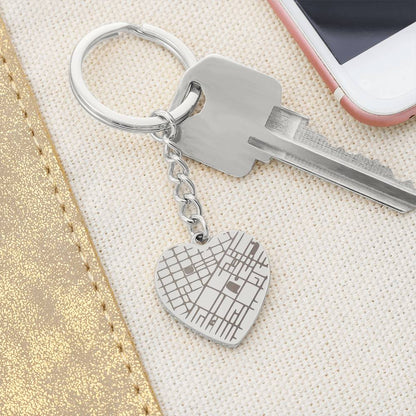 Custom Engraved Heart Map Keychain – Personalized Location Keepsake Gift