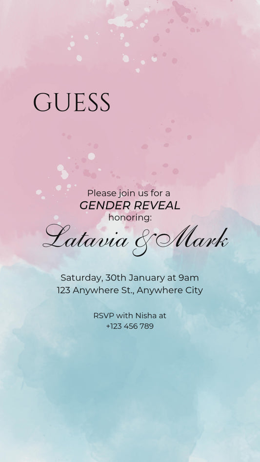 Custom Digital Gender Reveal Invitation | 3-Page Video Invite (Music or No Music)