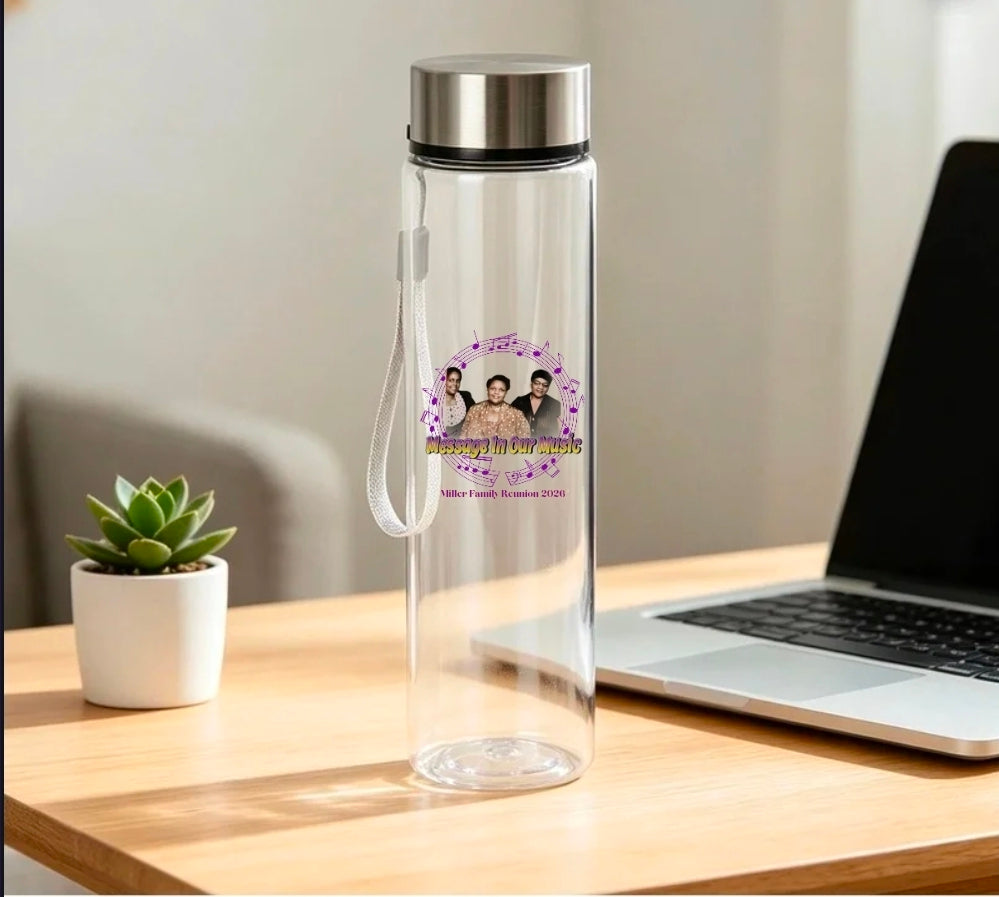 Miller Family Reunion Clear Water Bottle w/Strap