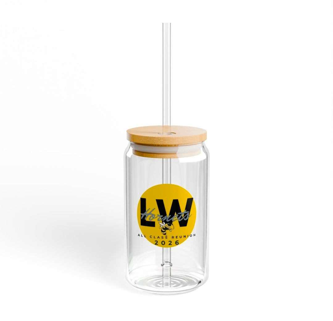 LW Alumni Glass Cup w/Bamboo Lid