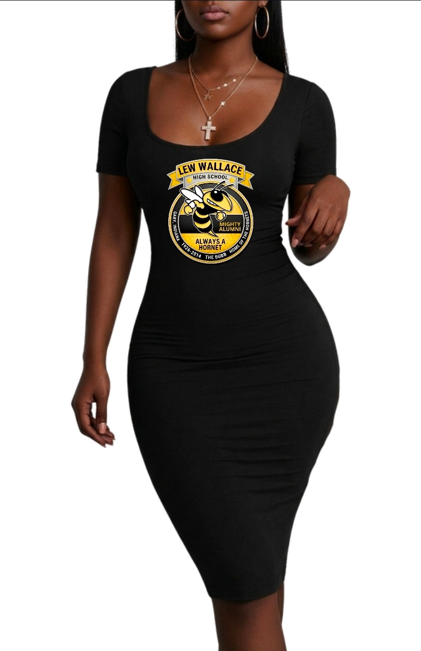 Lew Wallace Alumni Women's Bodycon Dress(Short Sleeve)