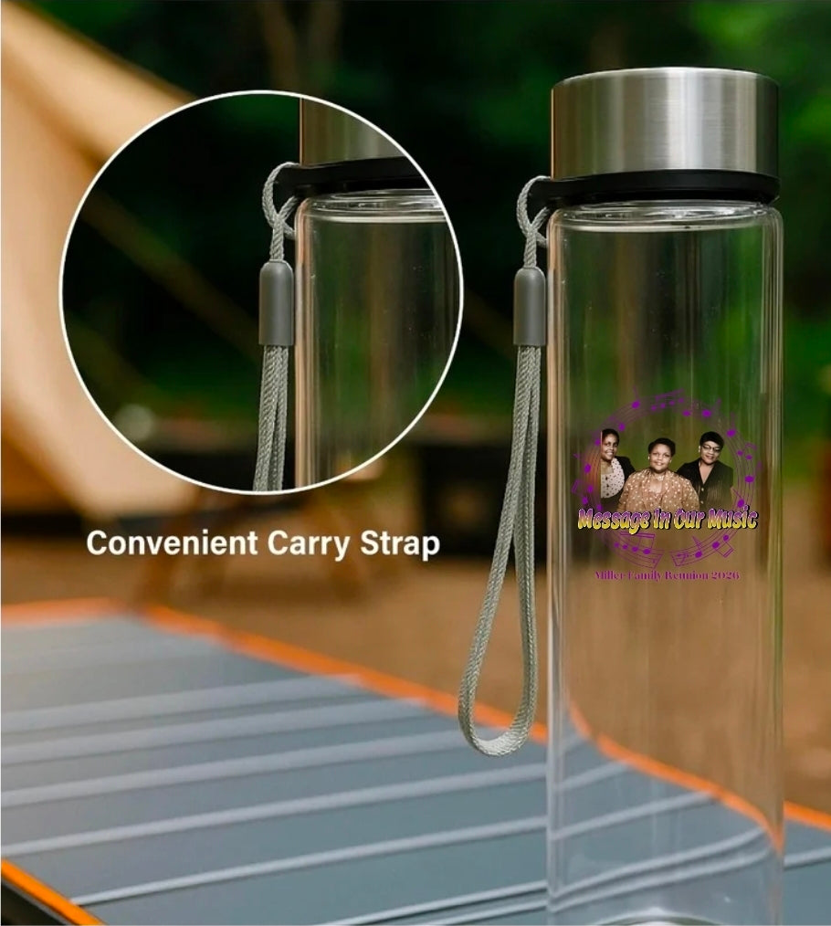 Miller Family Reunion Clear Water Bottle w/Strap